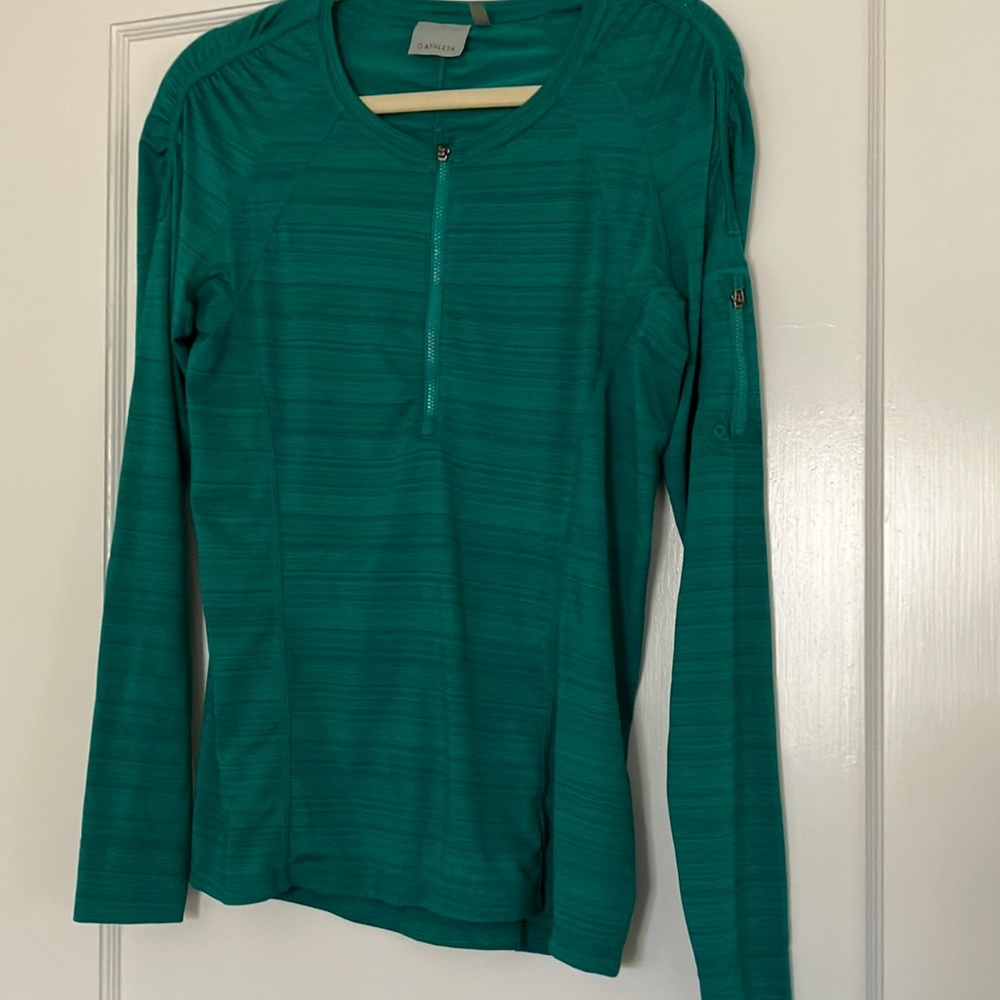 Athleta rash guard 1/4 zip, heathered teal